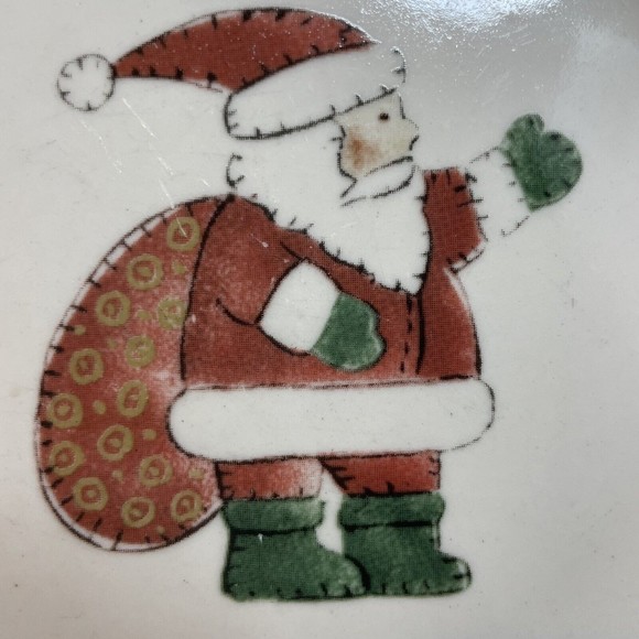 Christmas Santa Holiday Stoneware Replacement Salad Plates White Red Green set 3 - Picture 11 of 12